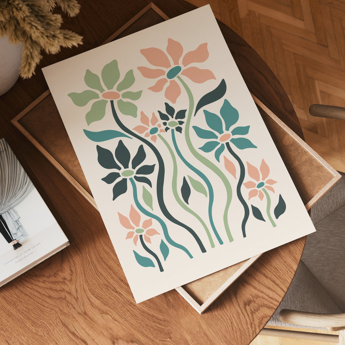 Pastel Bloom Garden poster visad rakt fram – Bozetto affisch i hög tryckkvalitet
