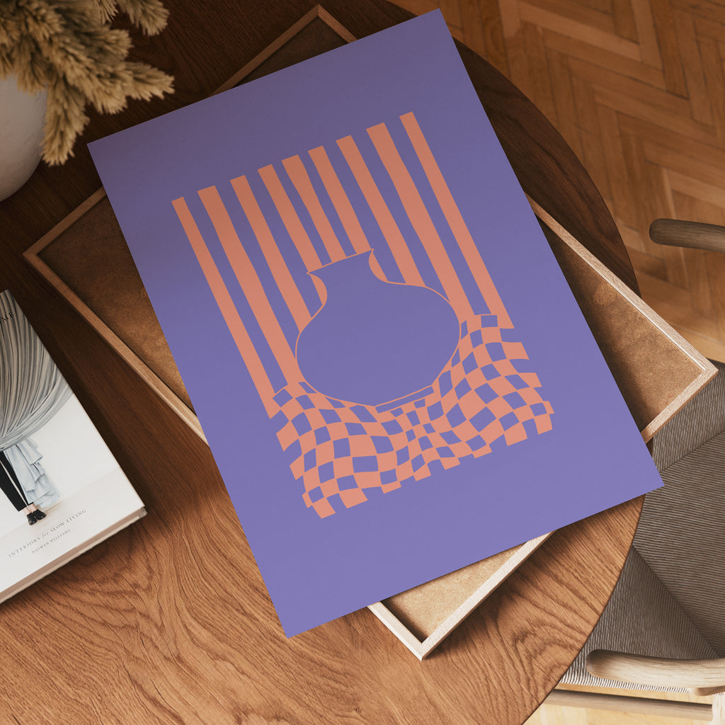Striped Vase Illusion poster visad rakt fram – Bozetto affisch i hög tryckkvalitet
