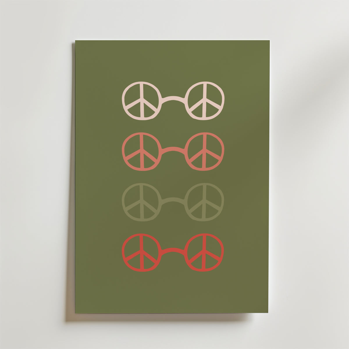 Peace Circles Olive Green – stilfullt konsttryck från Bozetto, tryckt på matt finpapper