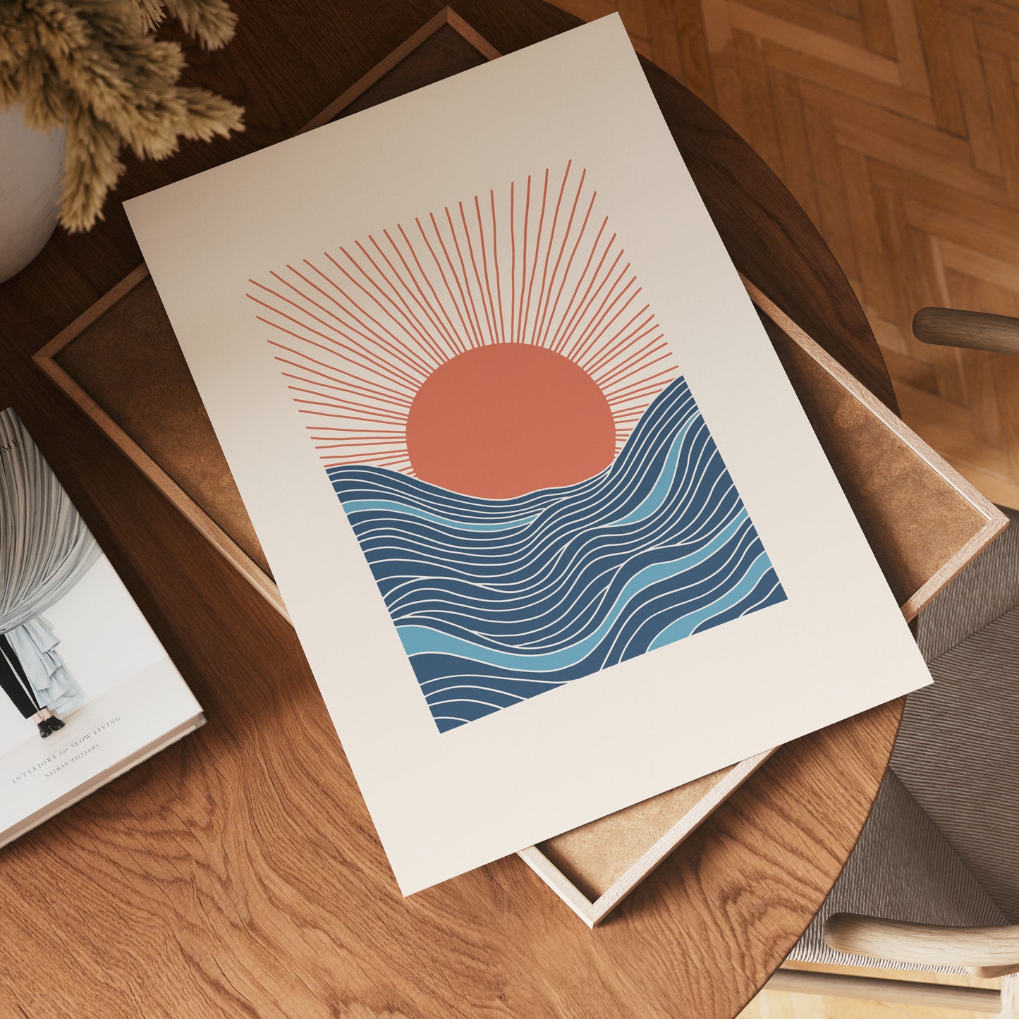 Sunset Over Waves Poster