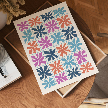 Color Block Flower Grid Poster