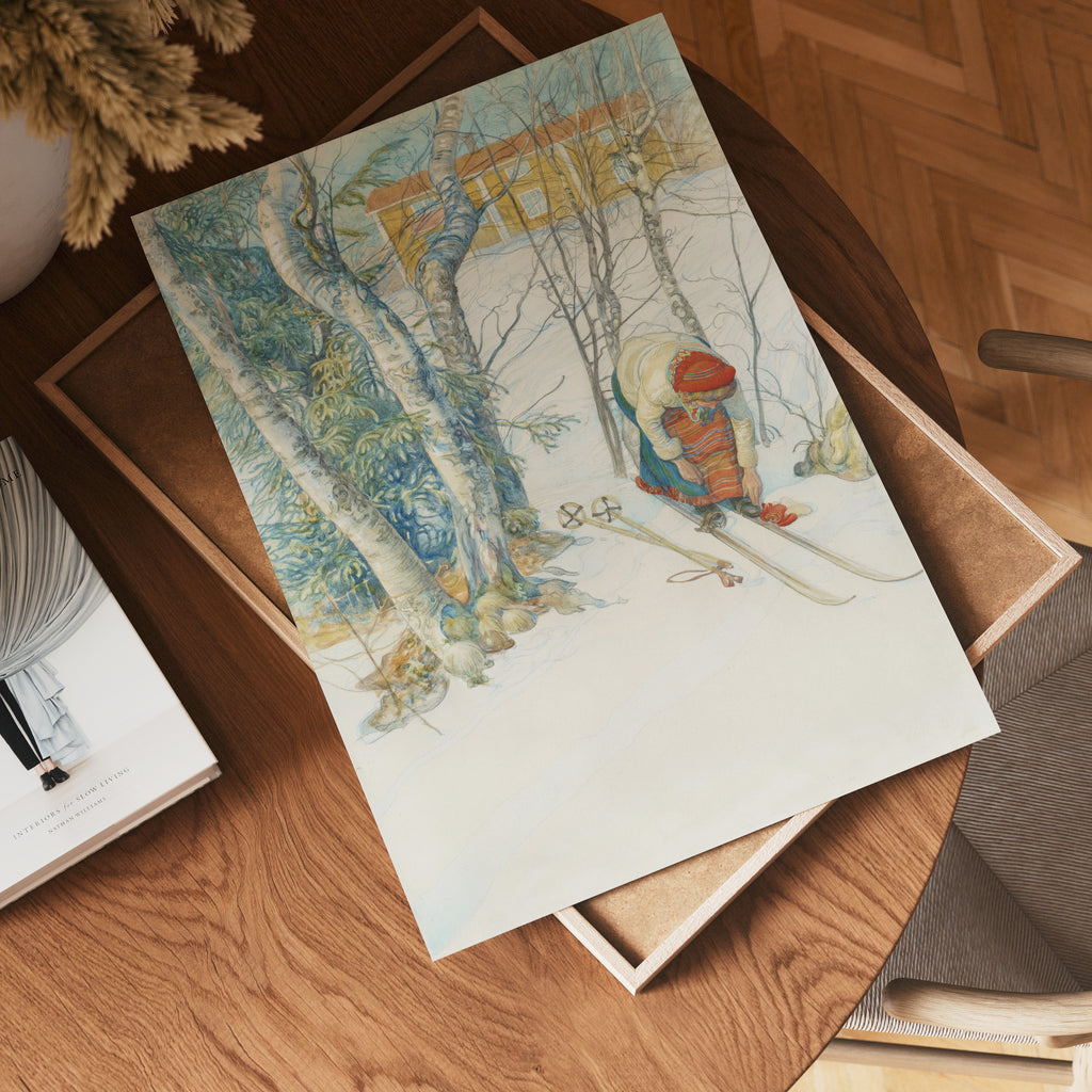 Carl Larsson Skidloperskan poster visad rakt fram – Bozetto affisch i hög tryckkvalitet