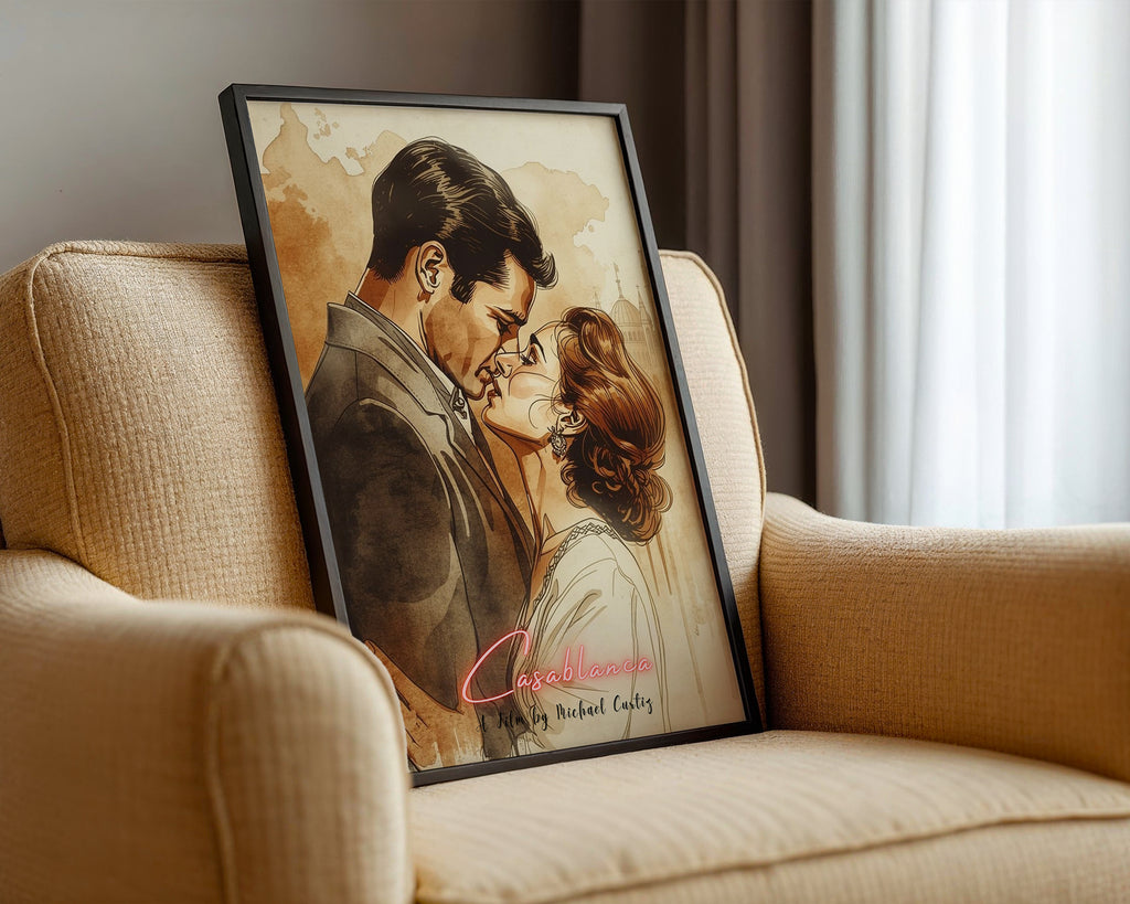Casablanca poster visualiserad på vägg – se rätt storlek med mockup från Bozetto