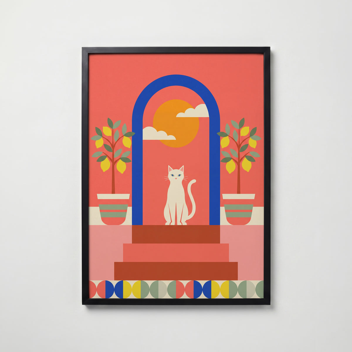 Cat Under the Blue Arch Poster – svart ram