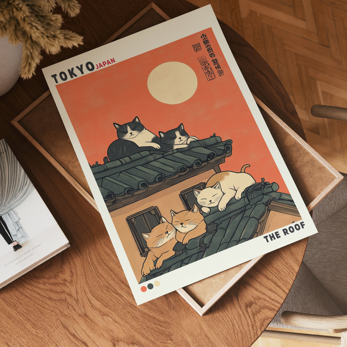 Tokyo Cat Roof – affisch med snyggt motiv, köp enkelt hos Bozetto i flera storlekar
