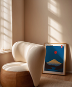 Mockup av Fujisan Japanese affisch på vägg – köp enkelt hos Bozetto i hög kvalitet