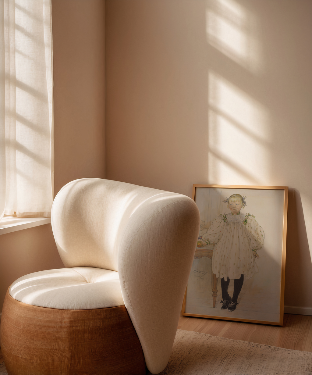 Mockup av Carl Larsson Martha Winslow affisch på vägg – köp enkelt hos Bozetto i hög kvalitet
