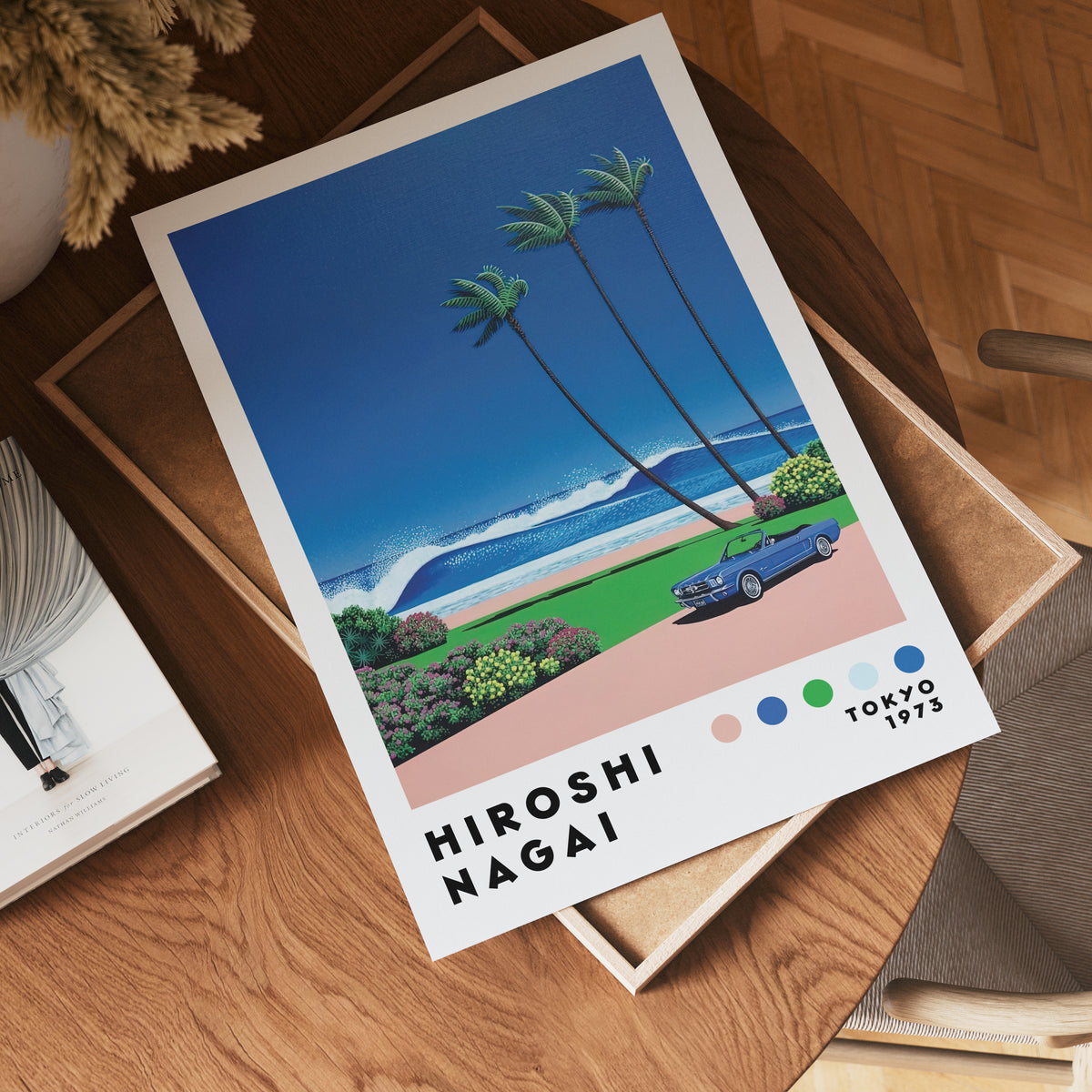 Väggmockup med Hiroshi Nagai Ocean Breeze – köp enkelt hos Bozetto affisch i hög kvalitet