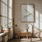 Mockup av Abstract White Movement affisch på vägg – köp enkelt hos Bozetto i hög kvalitet