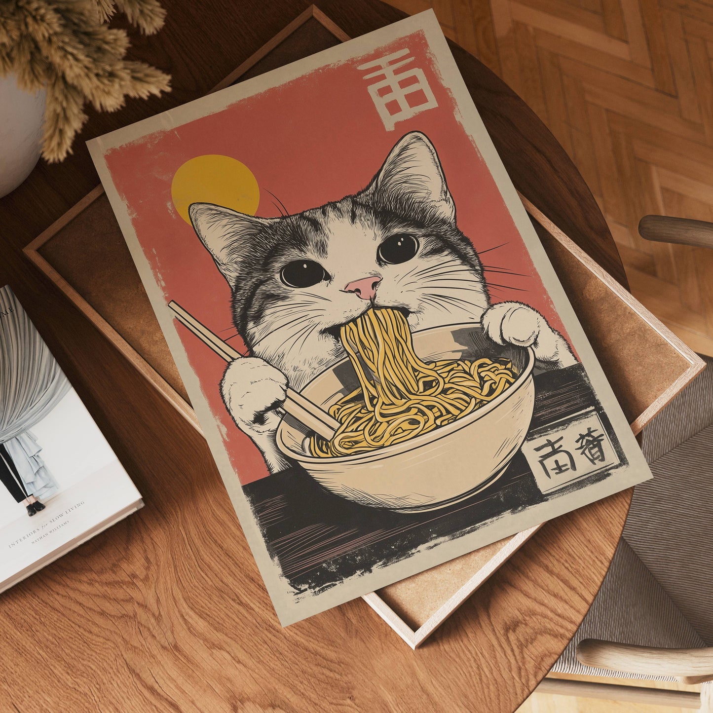 Cat Eats Noodle Poster