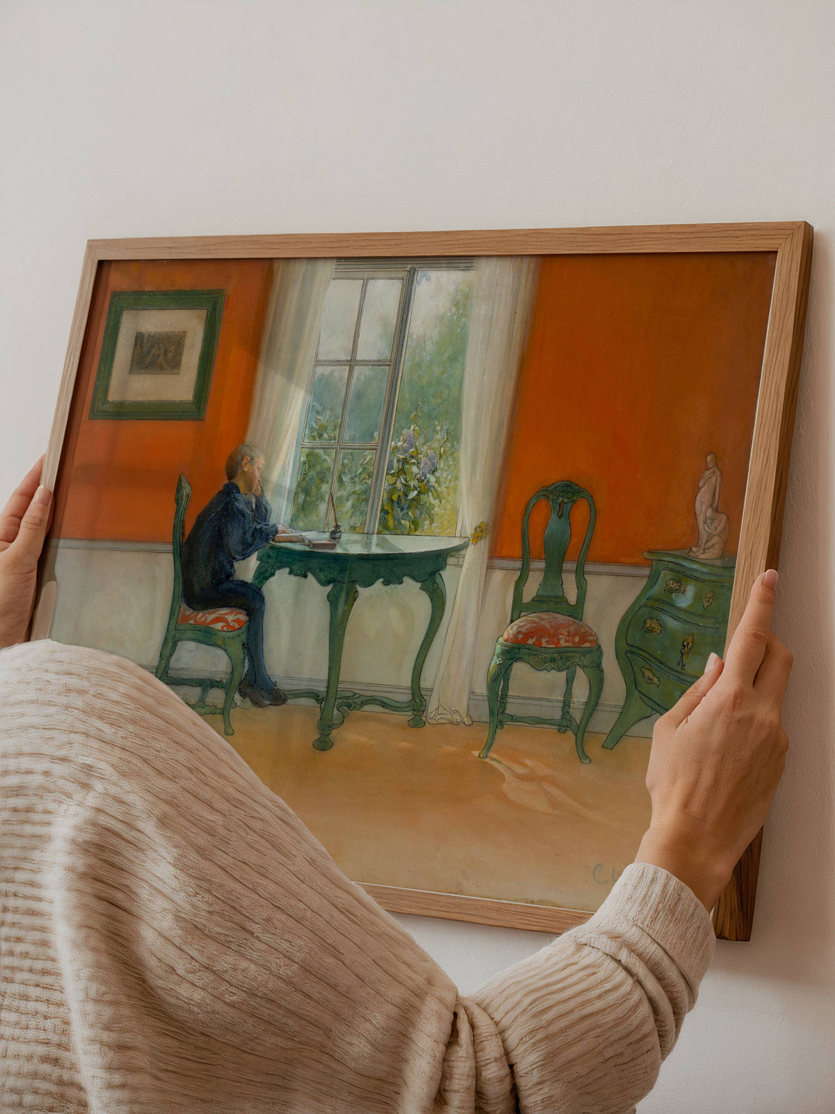 Carl Larsson Ehtoja luetaan – affisch med stilfullt motiv från Bozetto i hög kvalitet