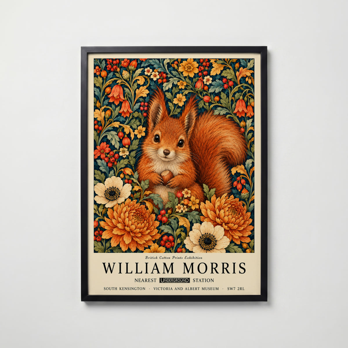 William Morris Hazel Squirrel Poster – svart ram