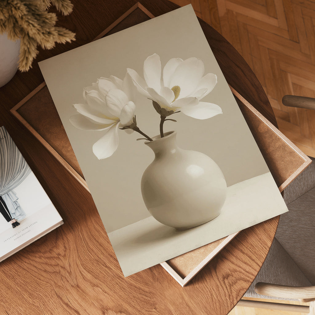 Elegant Ceramic Vase White poster visad rakt fram – Bozetto affisch i hög tryckkvalitet