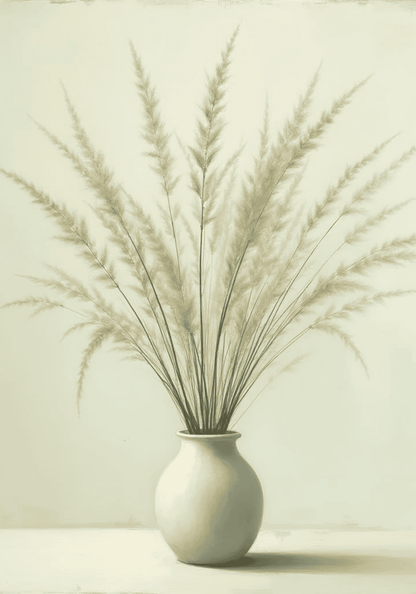 Neutral Pampas Grass In Ceramic Vase Poster