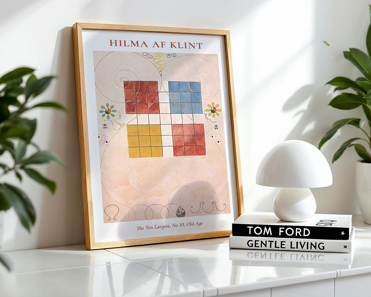 Väggmockup av Hilma af Klint The Ten Largest affisch på ljus vägg – Bozetto konsttryck