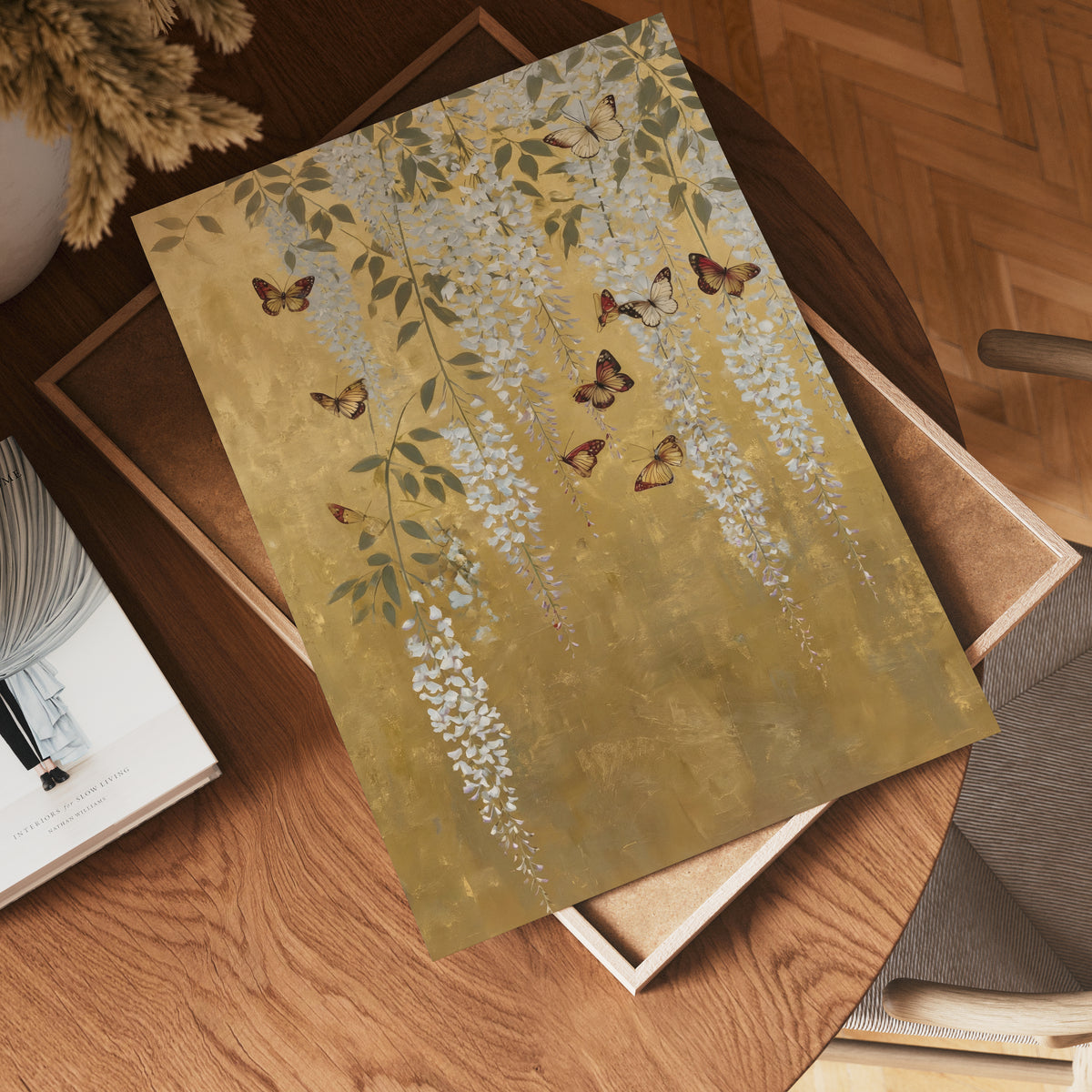 Golden Wisteria Butterflies – affisch med stilfullt motiv från Bozetto i hög kvalitet