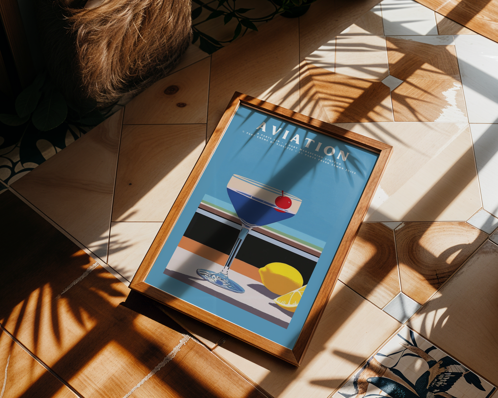Väggmockup av Aviation No.2 Drink affisch på ljus vägg – Bozetto konsttryck – nr 3