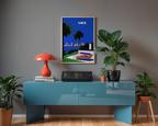 Mockup av Miami Vice Hiroshi affisch på vägg – köp enkelt hos Bozetto i hög kvalitet