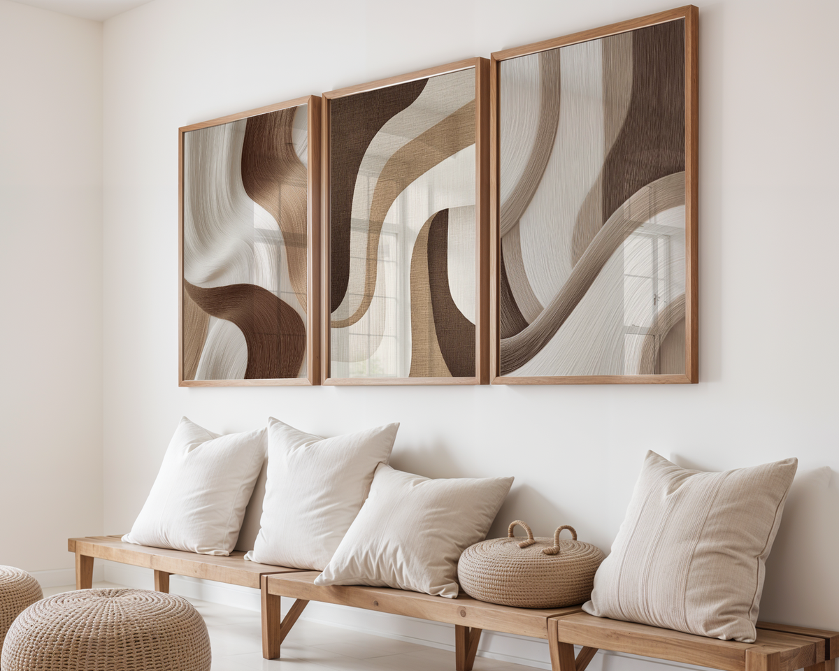Mockup av Abstract Flow No.2 affisch på vägg – köp enkelt hos Bozetto i hög kvalitet