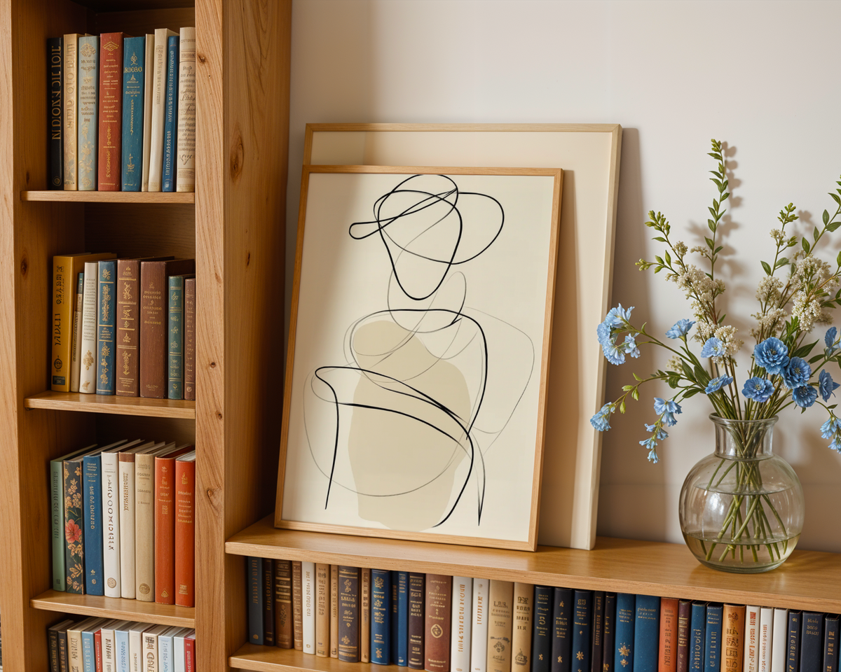Mockup av Abstract Silhouette Figure affisch på vägg – köp enkelt hos Bozetto i hög kvalitet