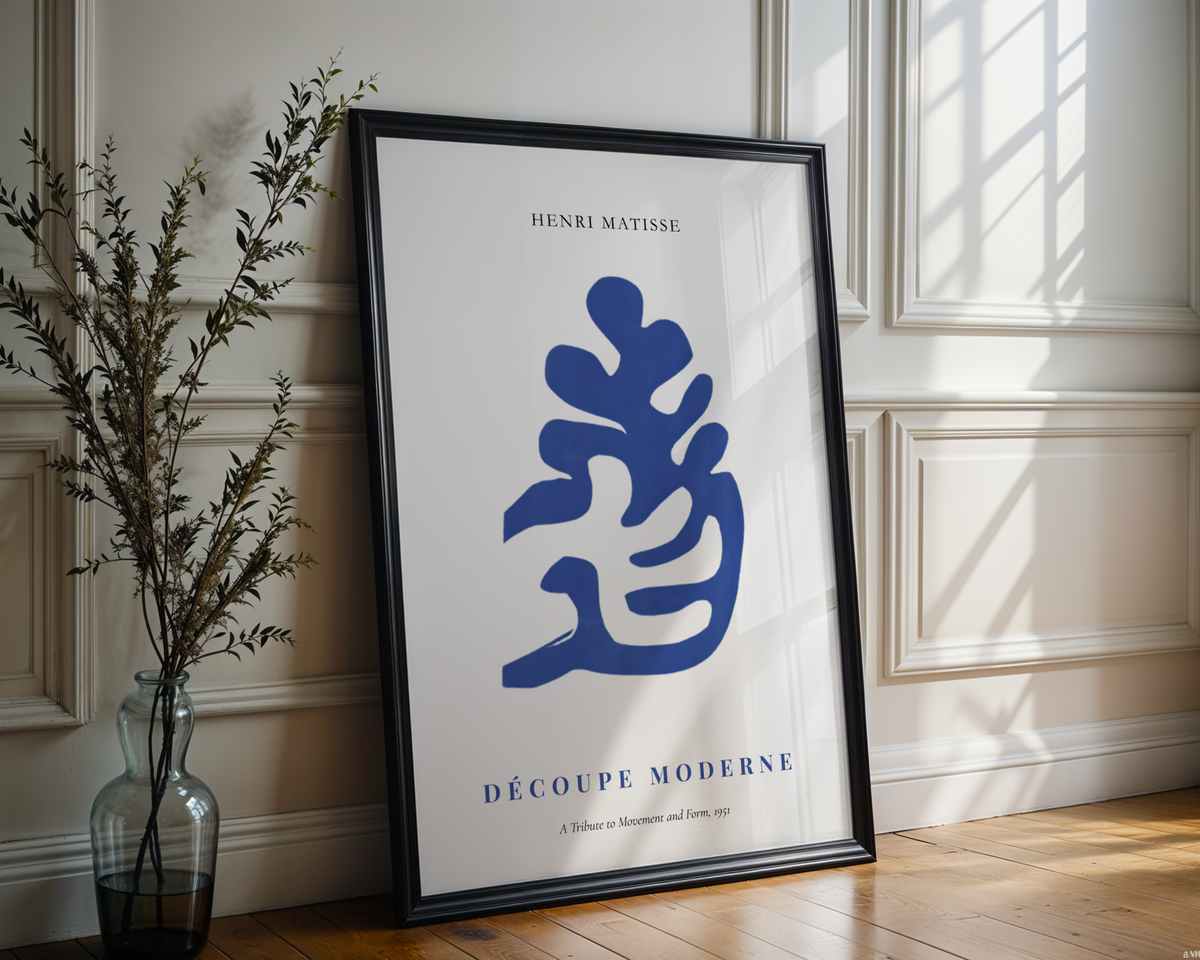 Mockup av Matisse Decoupe Moderne affisch på vägg – köp enkelt hos Bozetto i hög kvalitet