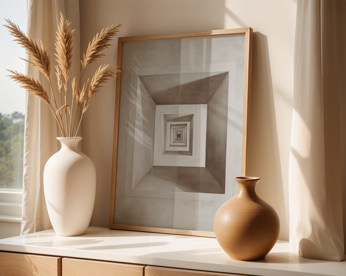 Mockup av Abstract Infinity No.2 affisch på vägg – köp enkelt hos Bozetto i hög kvalitet
