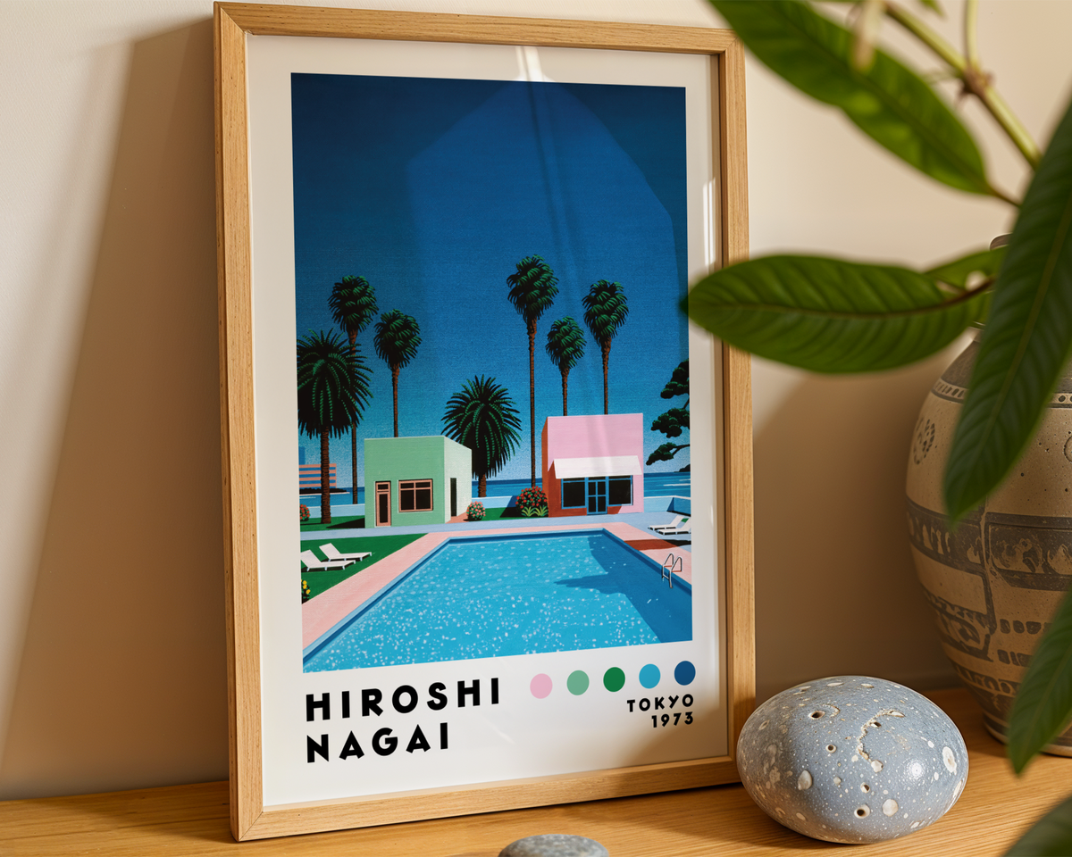 Hiroshi Nagai Palm Springs poster visualiserad på vägg – från Bozetto i hög kvalitet