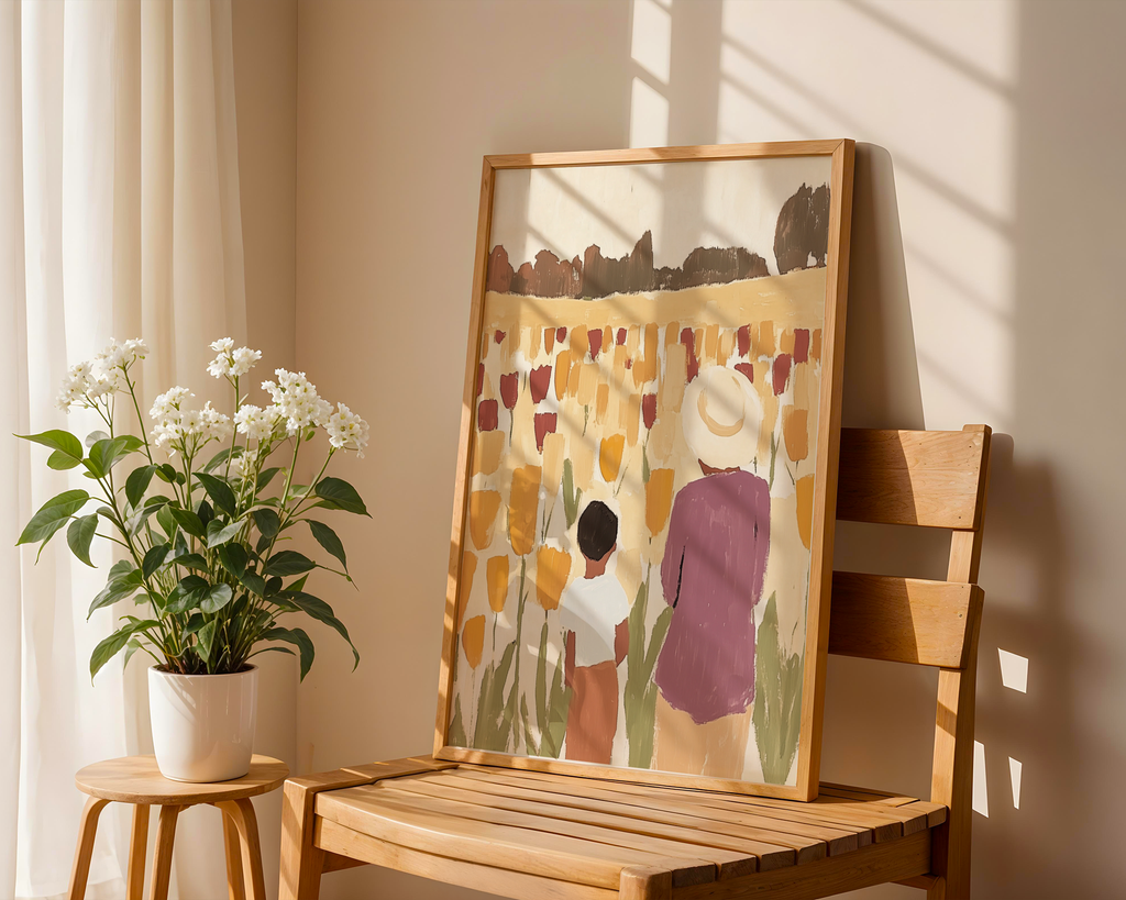 Mockup av Lily of the Valley affisch på vägg – köp enkelt hos Bozetto i hög kvalitet
