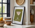 Väggmockup av Dirty Martini affisch på ljus tegelvägg – Bozetto konsttryck i hög tryckkvalitet
