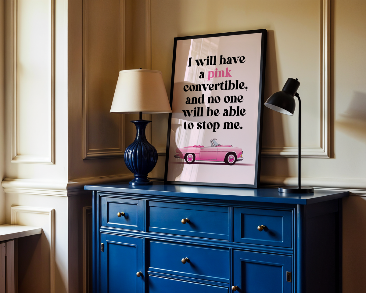 Mockup av Pink Convertible Power affisch på vägg – köp enkelt hos Bozetto i hög kvalitet