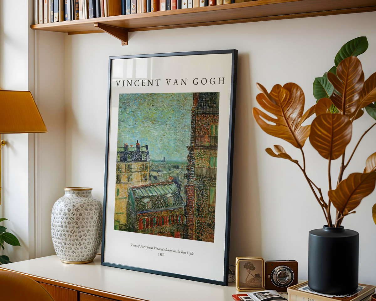 Mockup av Van Gogh View Of Paris affisch på vägg – köp enkelt hos Bozetto i hög kvalitet