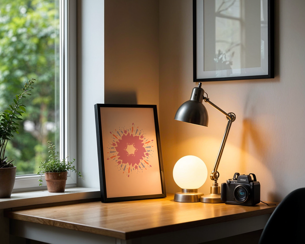 Mockup av Pink Paintburst Energy affisch på vägg – köp enkelt hos Bozetto i hög kvalitet