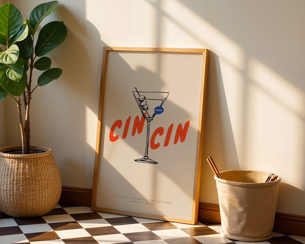 Mockup av Cin CIn Classic Collection affisch på vägg – köp enkelt hos Bozetto i hög kvalitet