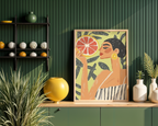 Väggmockup av Citrus Muse affisch på ljus tegelvägg – Bozetto konsttryck i hög tryckkvalitet