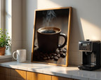 Väggmockup av Roasted Coffe affisch på ljus tegelvägg – Bozetto konsttryck i hög tryckkvalitet