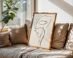 Mockup av Elegant Line Art Face affisch på vägg – köp enkelt hos Bozetto i hög kvalitet