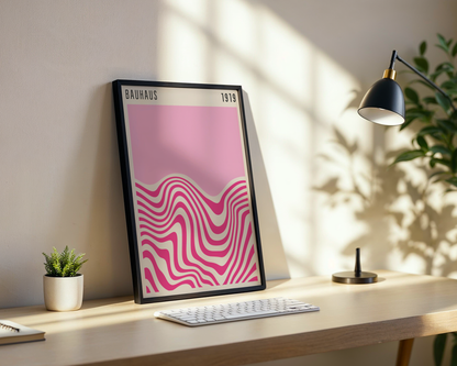 Bauhaus Pink Waves No.2 Poster
