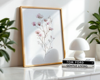 Mockup av White Rose Elegance No.2 affisch på vägg – köp enkelt hos Bozetto i hög kvalitet
