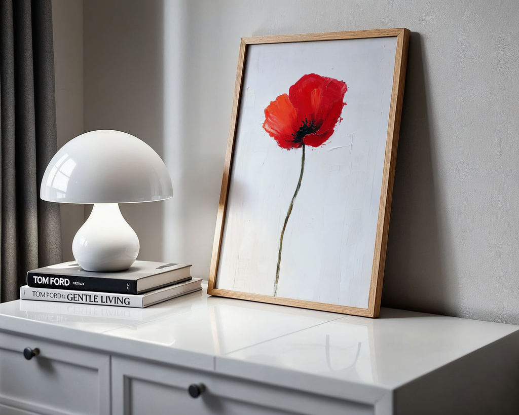 Väggmockup av Lonely Rose affisch på ljus tegelvägg – Bozetto konsttryck i hög tryckkvalitet