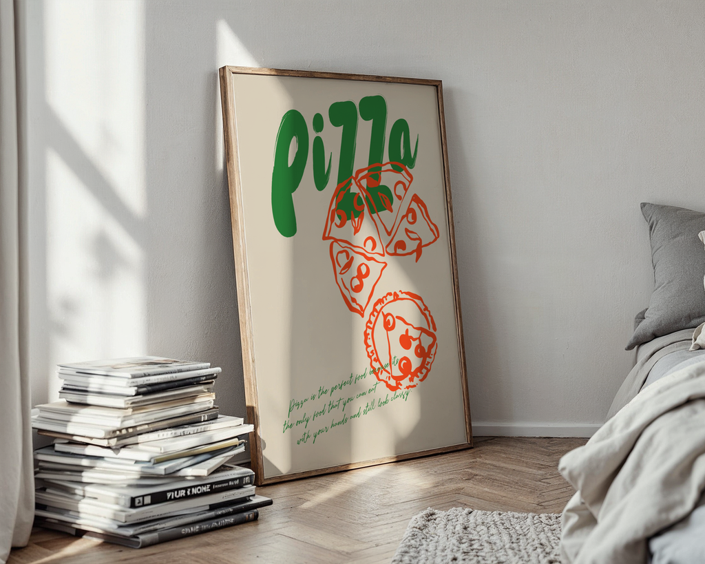 Väggmockup av Cheesy Dreams affisch på ljus tegelvägg – Bozetto konsttryck i hög tryckkvalitet
