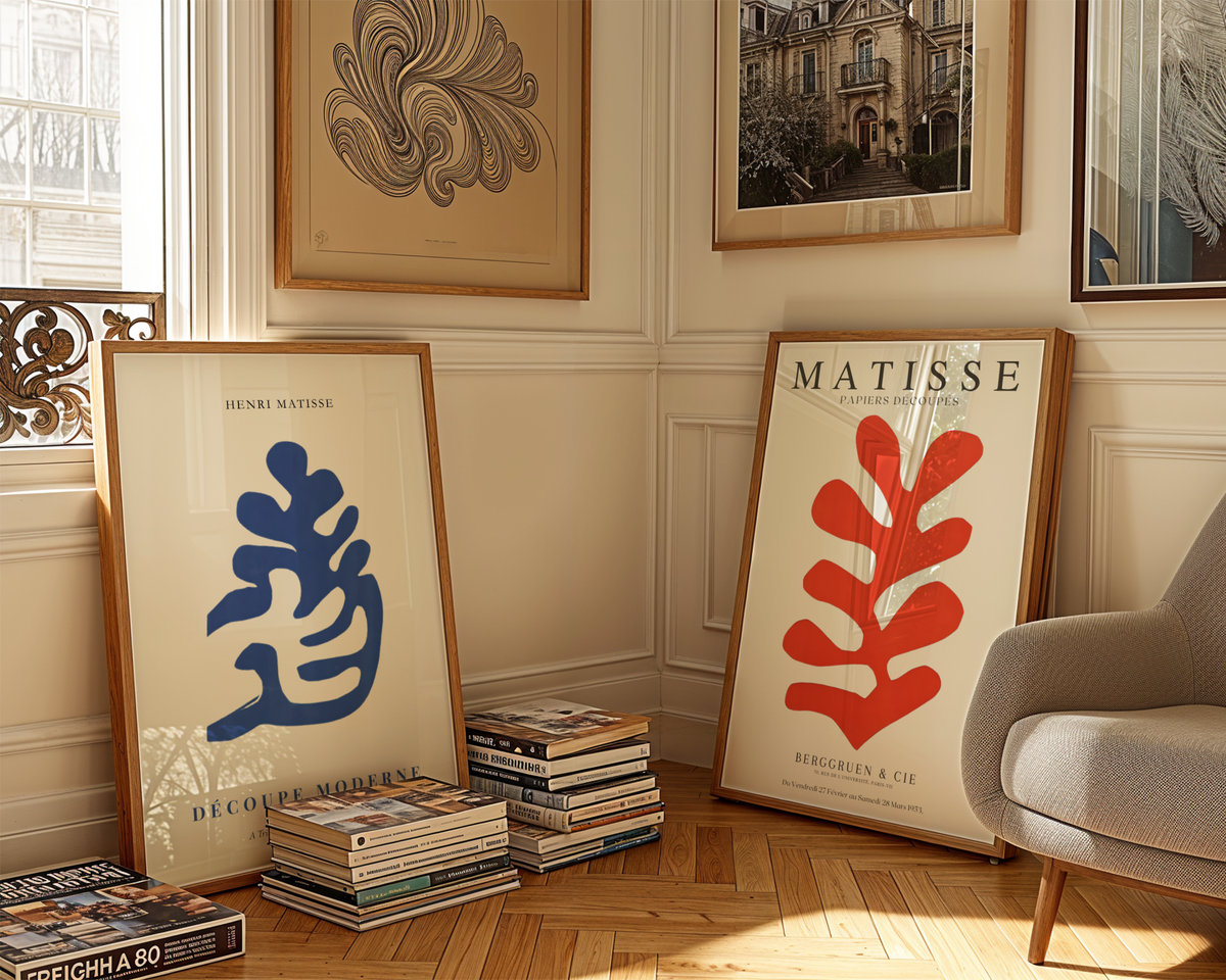 Bundle 2-pack Henri Matisse Modern Harmony visualiserad i interiör – postercollection hos Bozetto