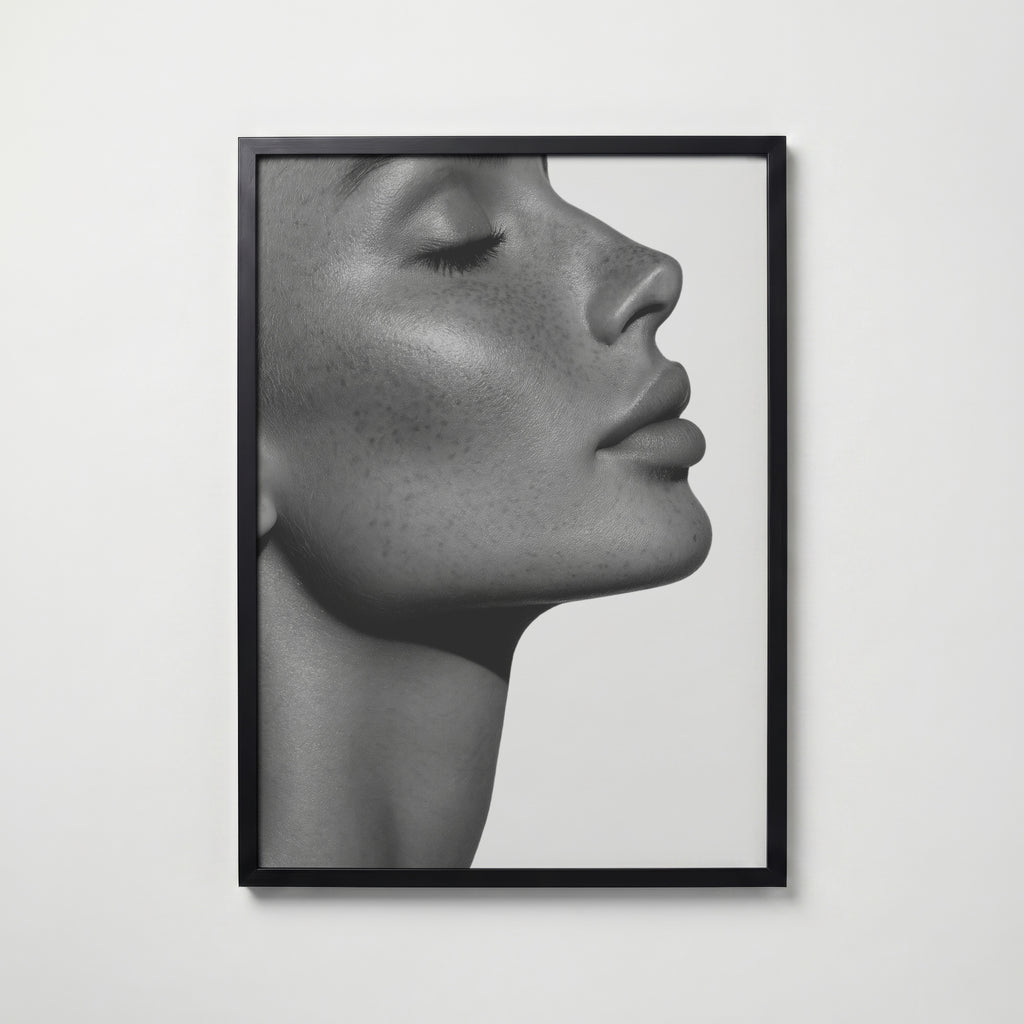 Soft Freckled Profile Poster – svart ram