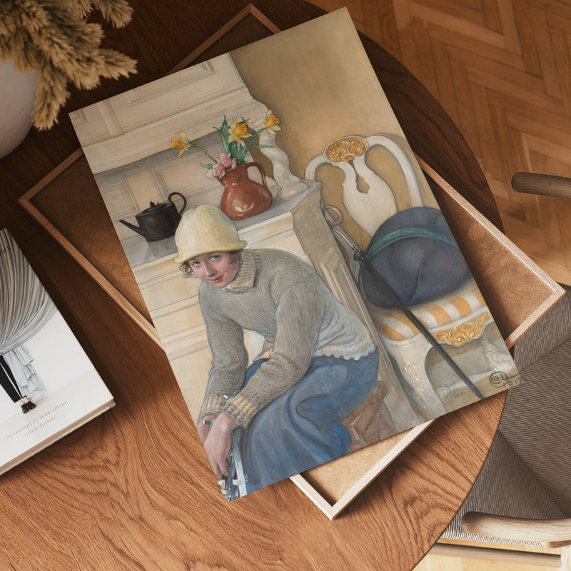 Carl Larsson Girl with ice skates Falun 1917 Poster