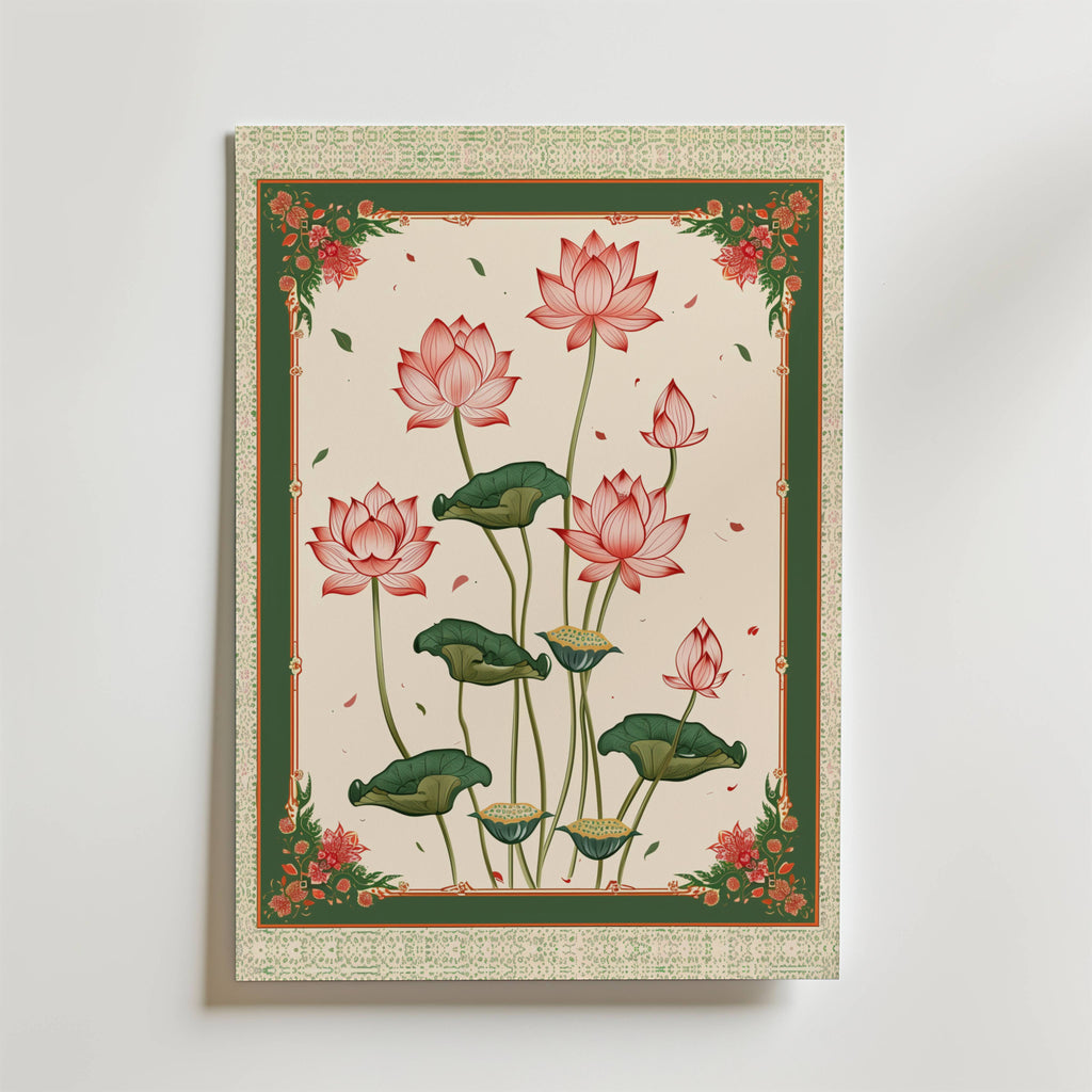 Green Lotus – stilfullt konsttryck från Bozetto, tryckt på matt finpapper i hög tryckkvalitet