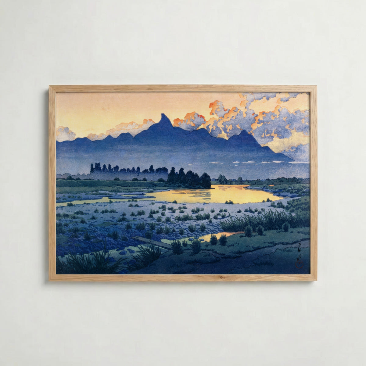 Shikishima Riverbank Hasui – affisch med stilfullt motiv från Bozetto i hög kvalitet