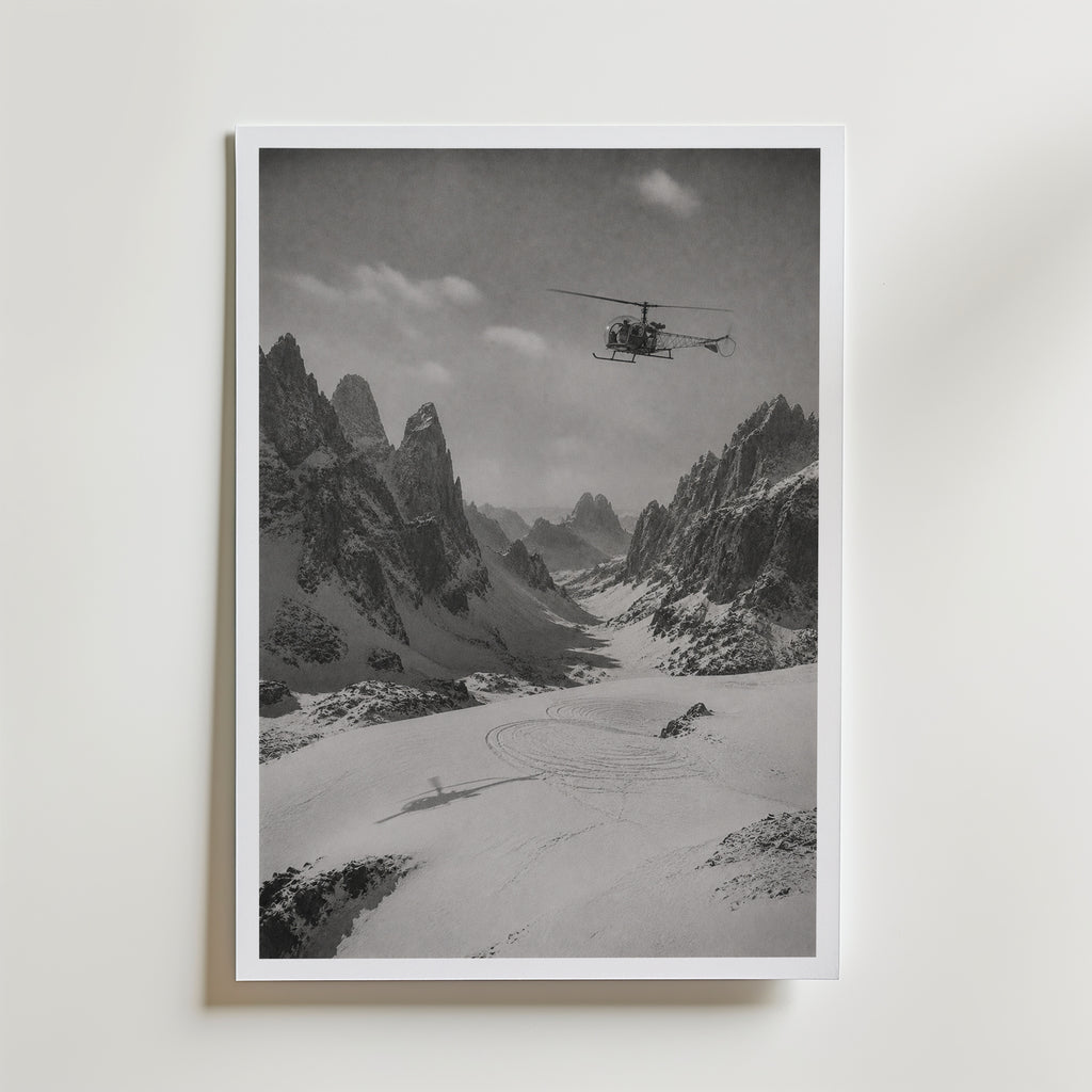 Helicopter Over the Dolomites Poster