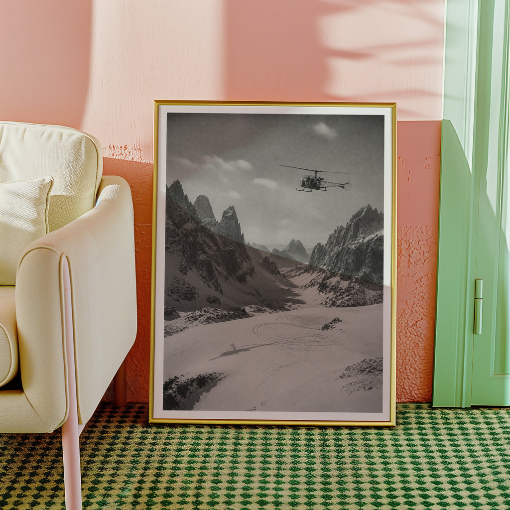 Helicopter Over the Dolomites Poster