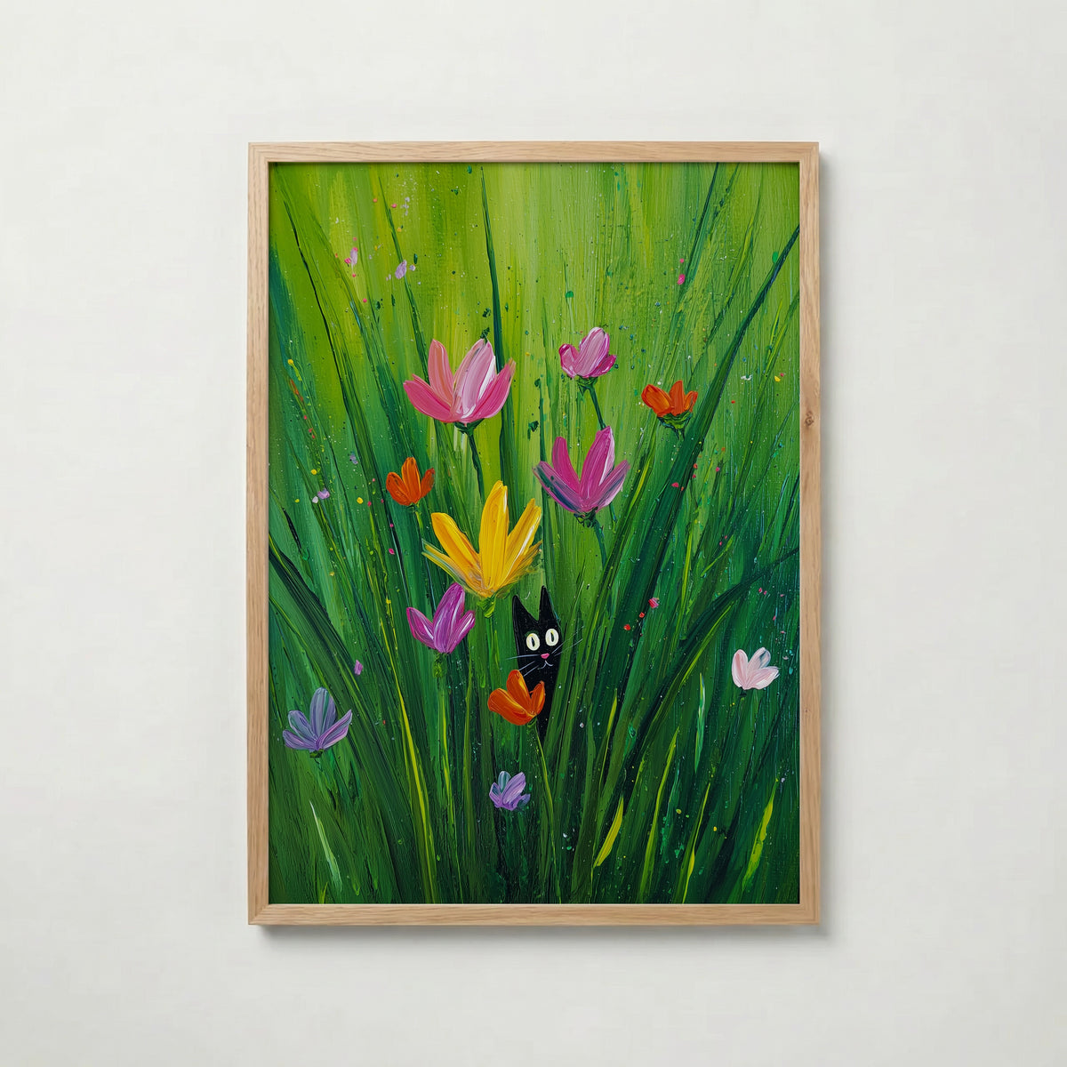 Hidden Garden Cat poster visad rakt fram – Bozetto affisch i hög tryckkvalitet i hög tryckkvalitet