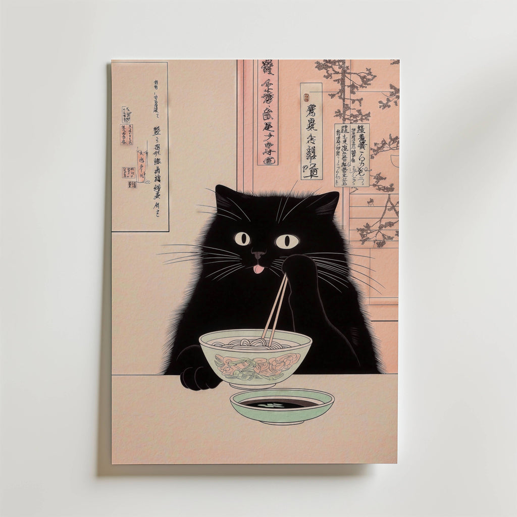 Bundle 2-pack Sakura Feline Harmony visualiserad i interiör – postercollection hos Bozetto