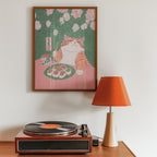 Väggmockup av Sushi Cat Delight affisch på ljus vägg – Bozetto konsttryck – nr 2
